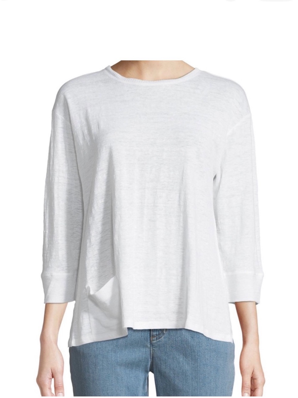 Eileen Fisher white Linen Crew loose fit Pullover